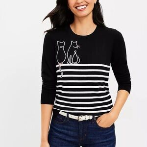 LOFT Black Sweater with White Accents